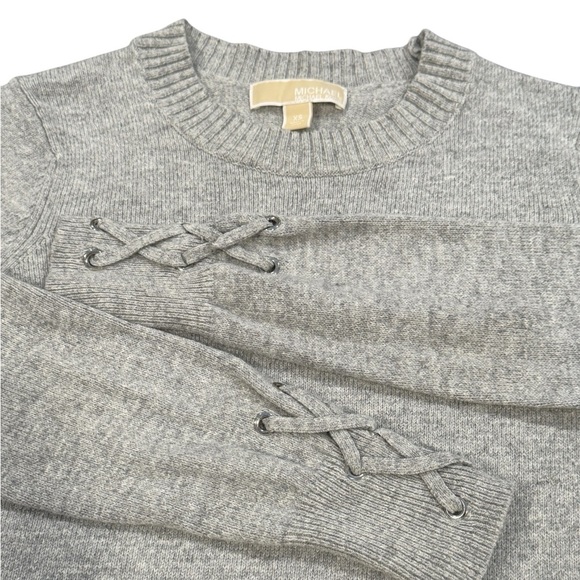 🍀2/$22 Michael Kors Wool Blend Gray Crewneck Sweater Womens XS - Picture 2 of 11